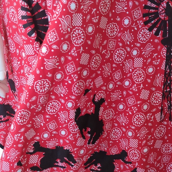 Vintage Rockabilly Red Bandana Western Dress Strapless Cowgirl Rodeo 50s Style - Picture 8 of 13